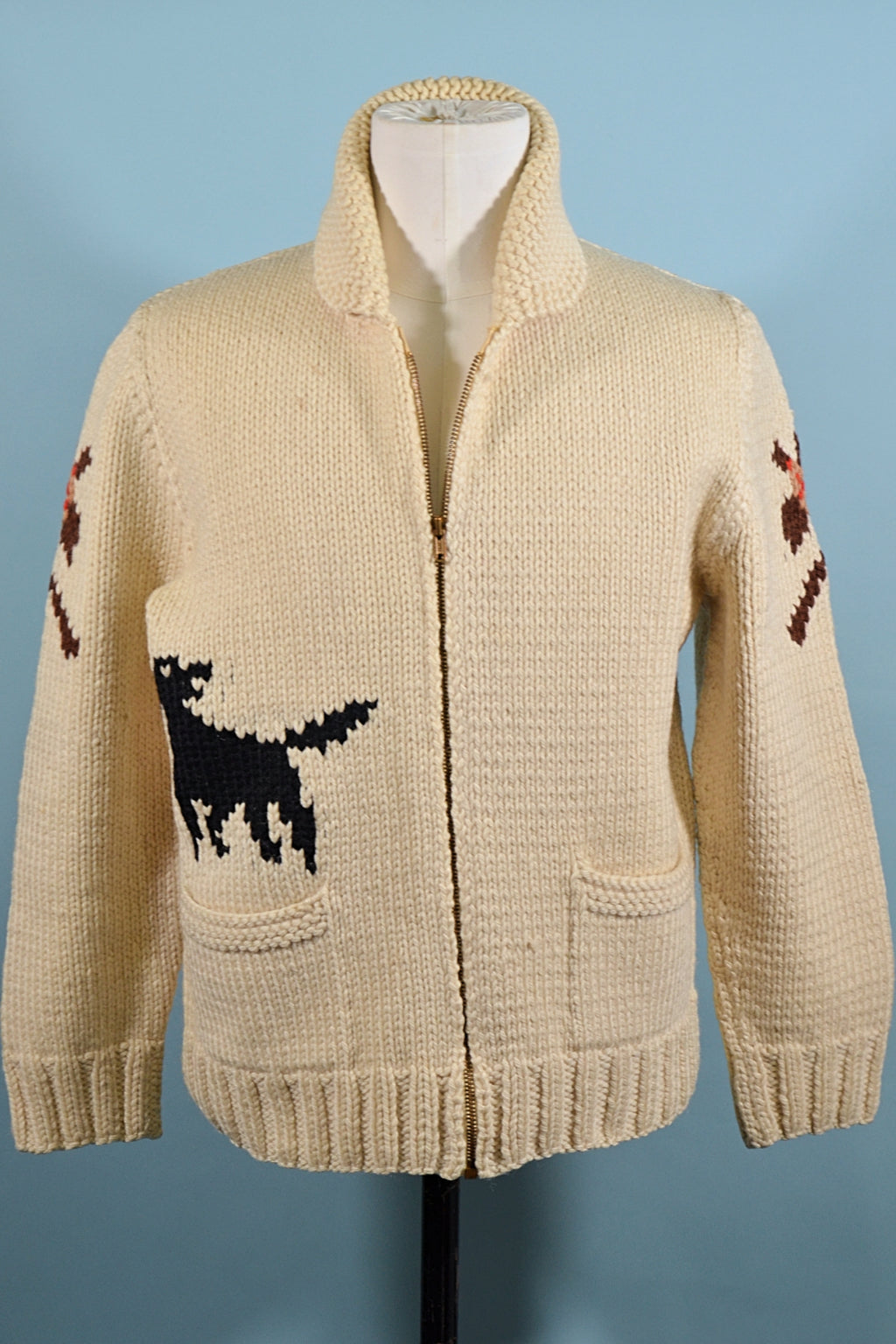 vintage 50s 60s 70s handknit Cowichan sweater