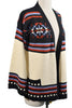 VTG Cream black red blue Southwestern cardigan