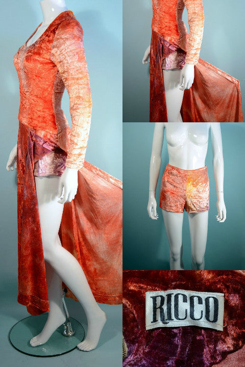 Crushed velvet dress with hot pants